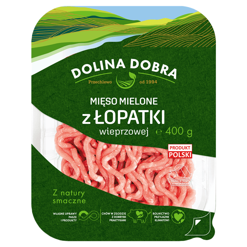 DOLINA DOBRA Mieso mielone z lopatki wieprzowej. 31,48 zl/kg