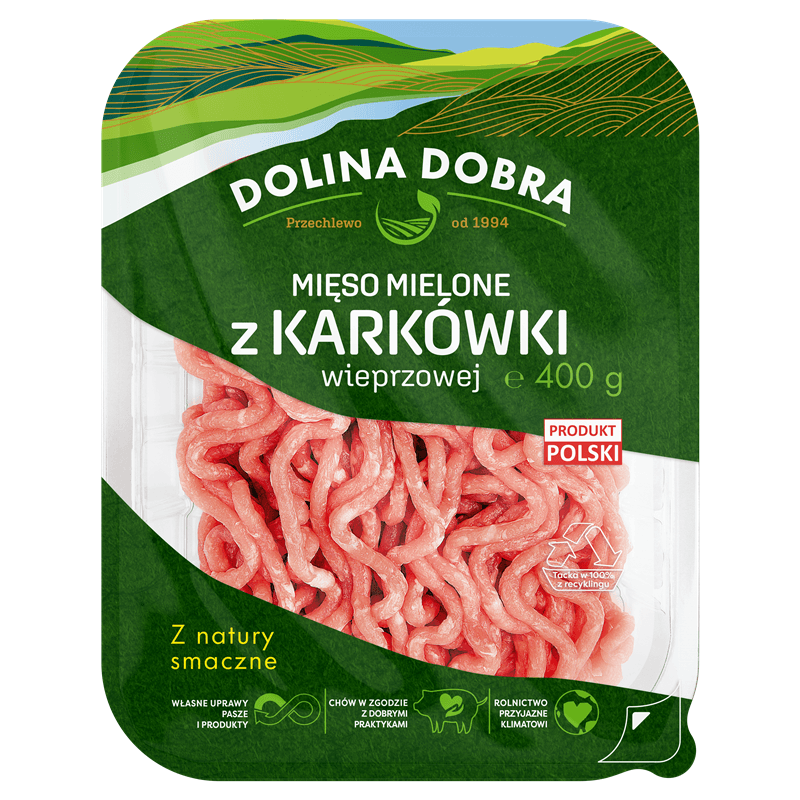 DOLINA DOBRA Mieso mielone z karkowki wieprzowej. 38,23 zl/kg