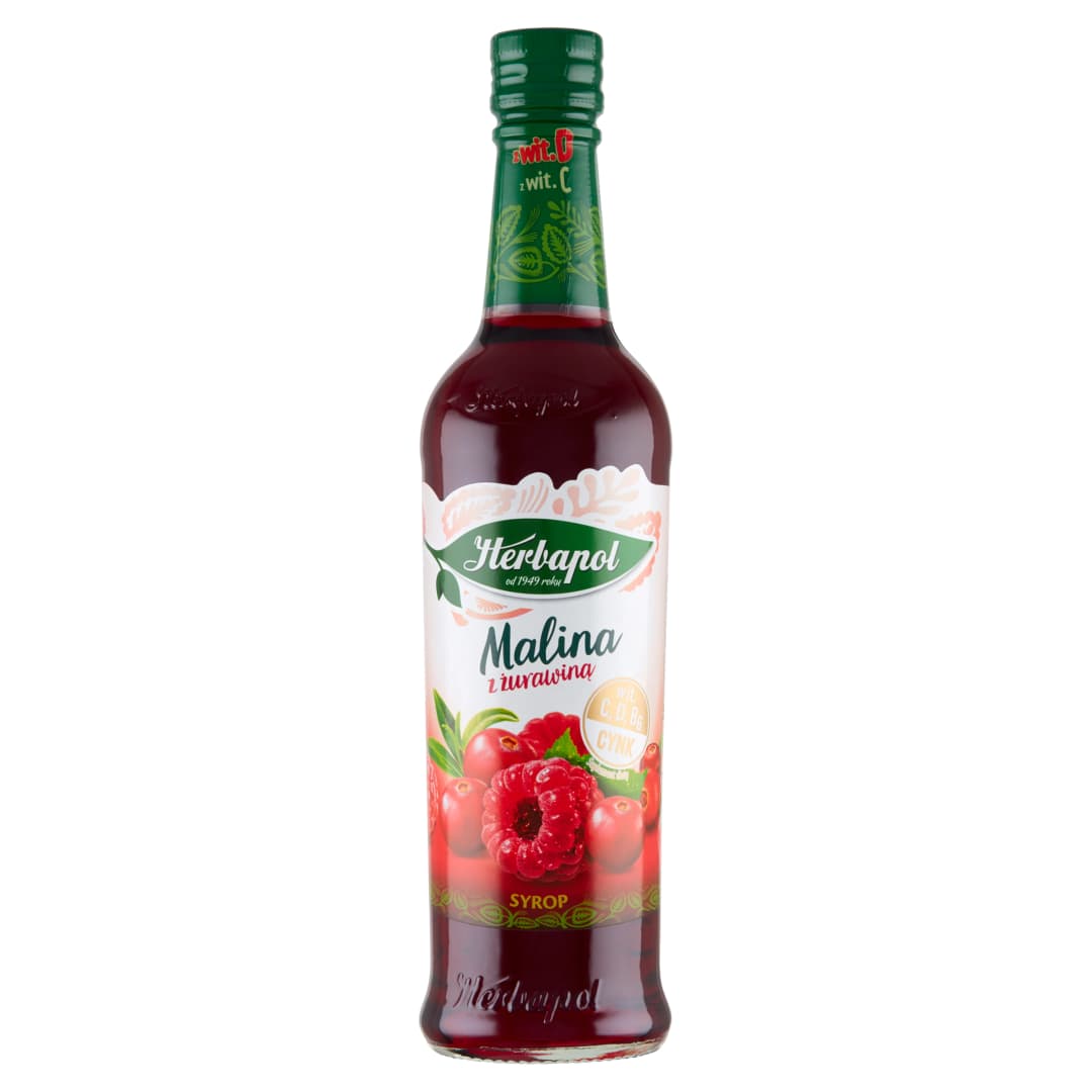 HERBAPOL Syrop o smaku malinowo-zurawinowym. 18,07 zl/l