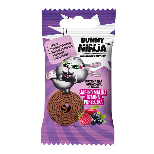 BUNNY NINJA Przekaska owocowa o smaku jablko-malina-czarna porzeczka. 152,67 zl/kg