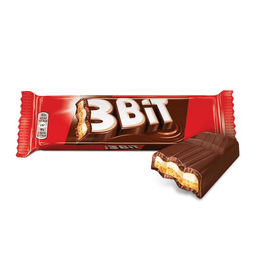 3BIT Baton w czekoladzie mlecznej z nadzieniem mlecznym i herbatnikiem. 65,00 zl/kg