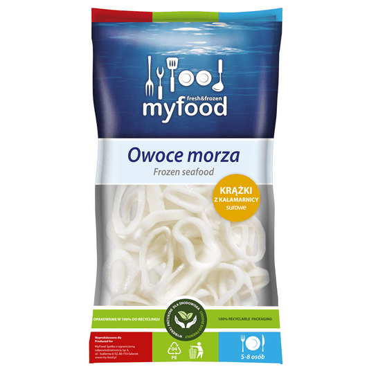 MYFOOD Kalmary krazki 3-7 cm surowe mrozone. 77,13 zl/kg