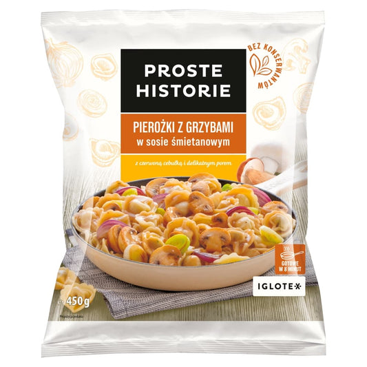 PROSTE HISTORIE Pierozki z grzybami w sosie smietanowym. 27,98 zl/kg