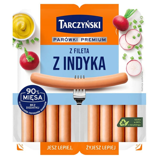 TARCZYNSKI Parowki premium z fileta indyka bezglutenowe. 39,31 zl/kg